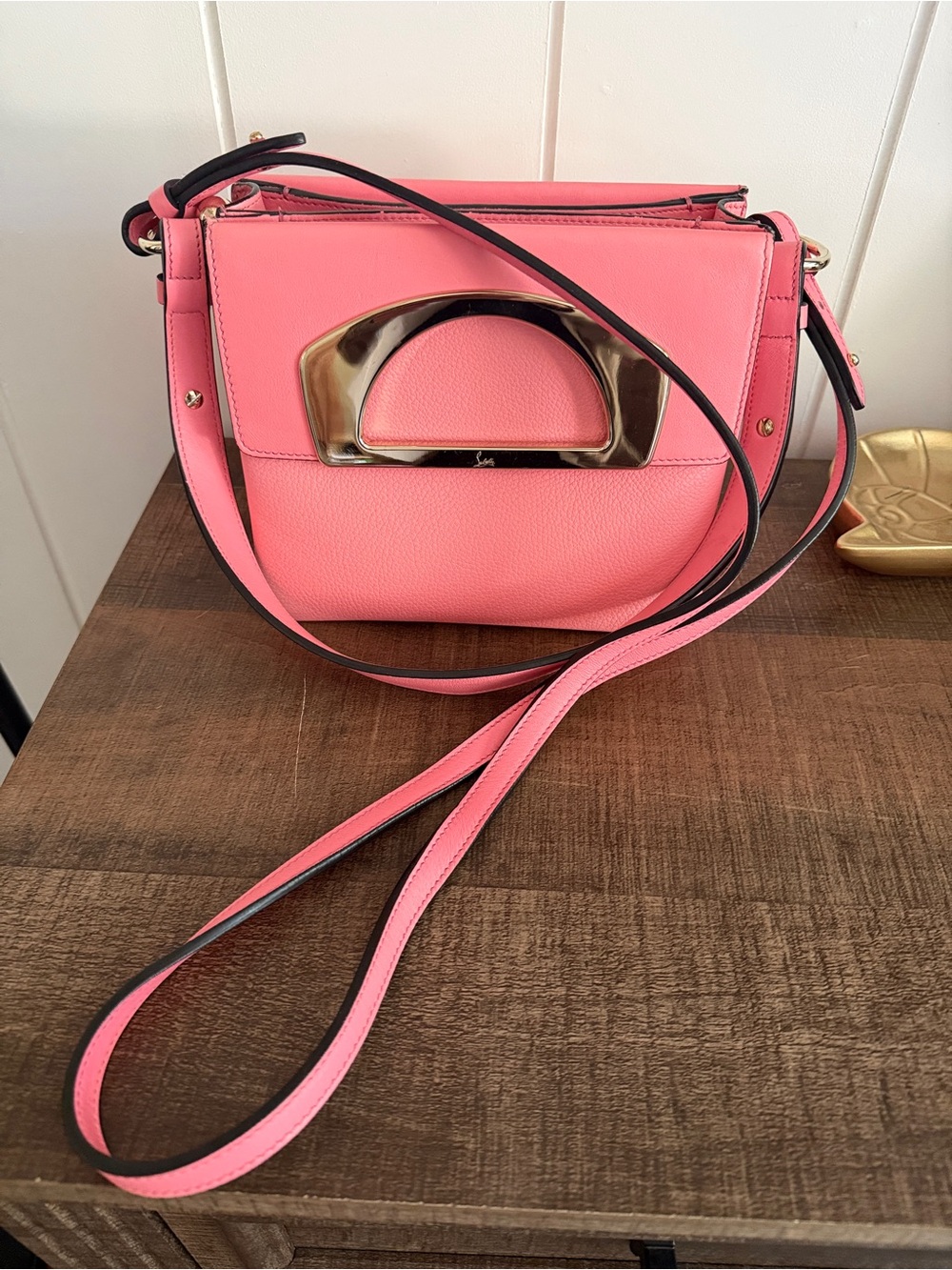 Authentic Christian Louboutin Pink Leather Passage Shoulder / Crossbody Bag